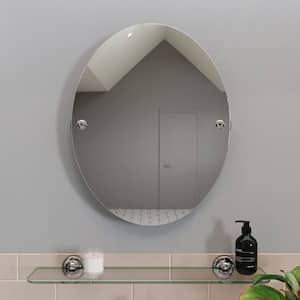 Grosvenor 20 in. W x 13 in. H Oval Frameless Wall Mounted Flexi-Fix Tilt Bathroom Vanity Mirror