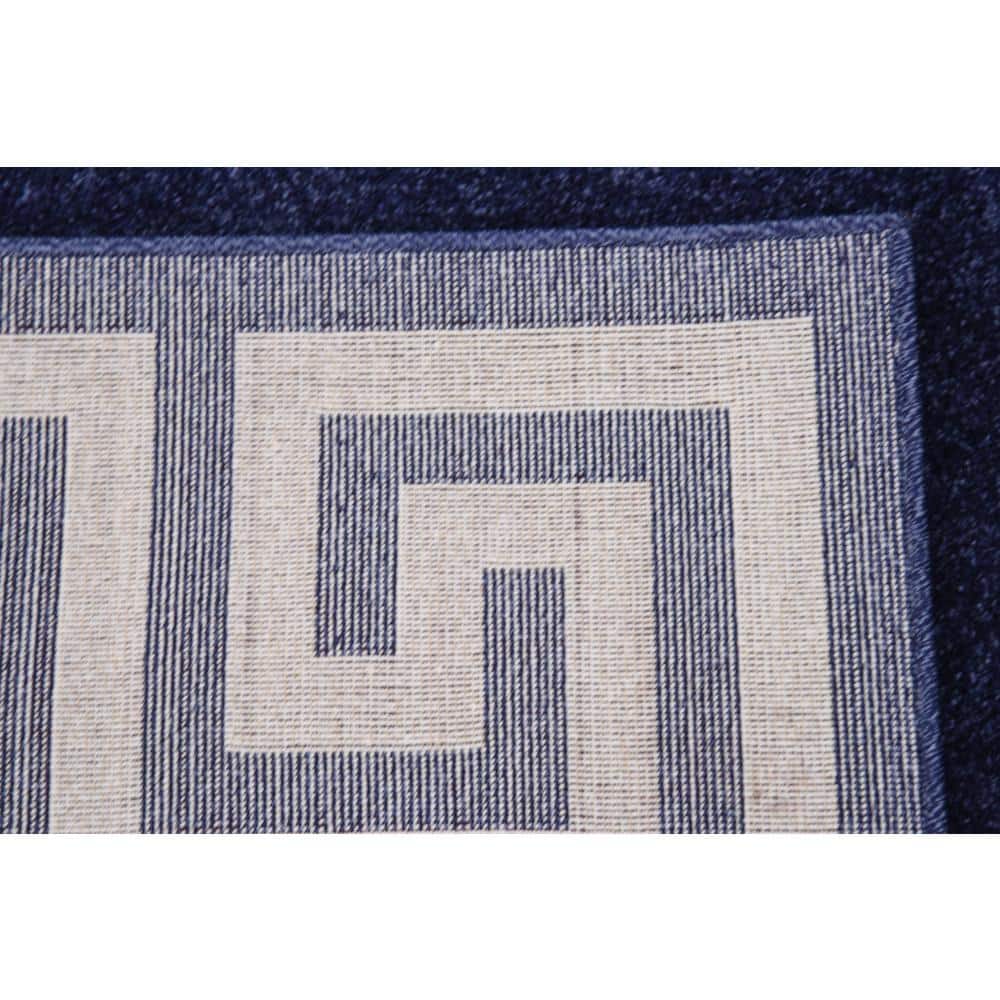 Navy Geometric Synthetic 6' x 9' Area Rug