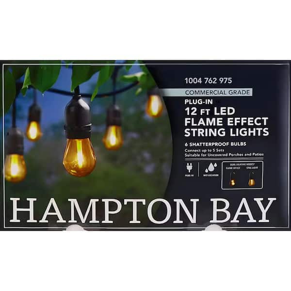 Hampton Bay 6-Light 12 ft. Indoor/Outdoor Plug-In LED S14 Flame