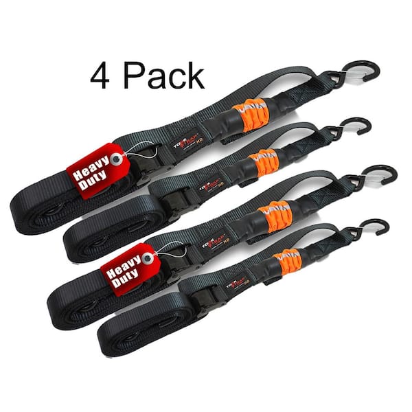 TORK STRAP .COM HD750 14 ft. x 1.5 in. Spring-Loaded Heavy-Duty Tie Down Straps (4-Pack)