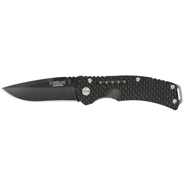 Camillus Vortex 3.25 in. Carbonitride Titanium Drop Point Straight Edge Folding Knife with Dual Thumbstud for Assisted Opening