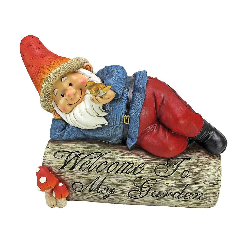 Gideon Garden Gnome Welcome Sign Resin Statue