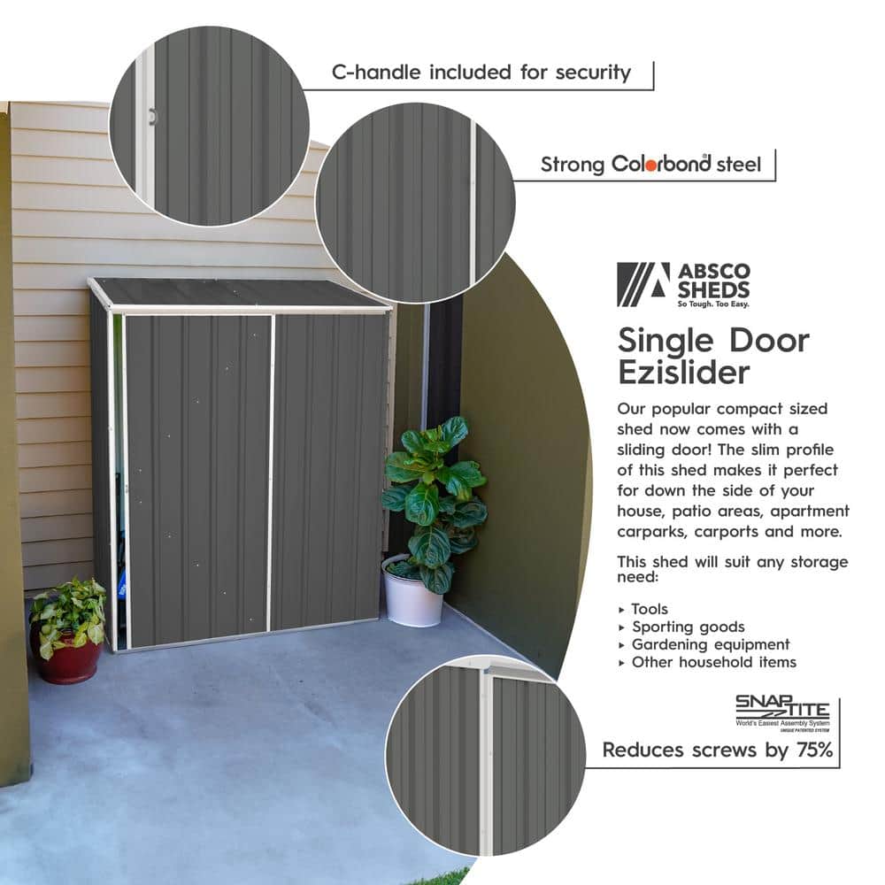Woodland Gray 5x3 ft Galvanized Steel Sliding Door Storage Shed