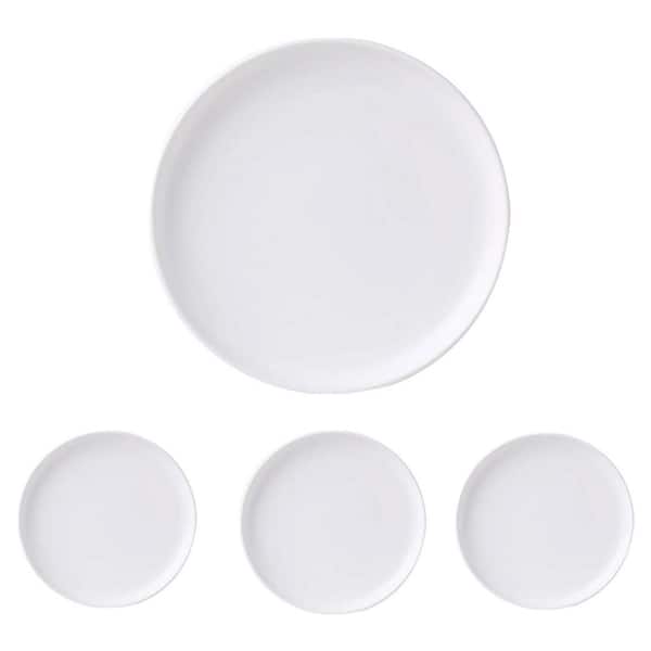 6 Inch Square Ceramic Matte Appetizer Dessert Plate Set with Glazed Finish Microwave Oven Safe White 4-Pack
