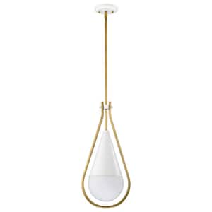 Admiral 60-Watt 1-Light Matte White Shaded Pendant Light with White Opal Glass Shade and No Bulbs Included