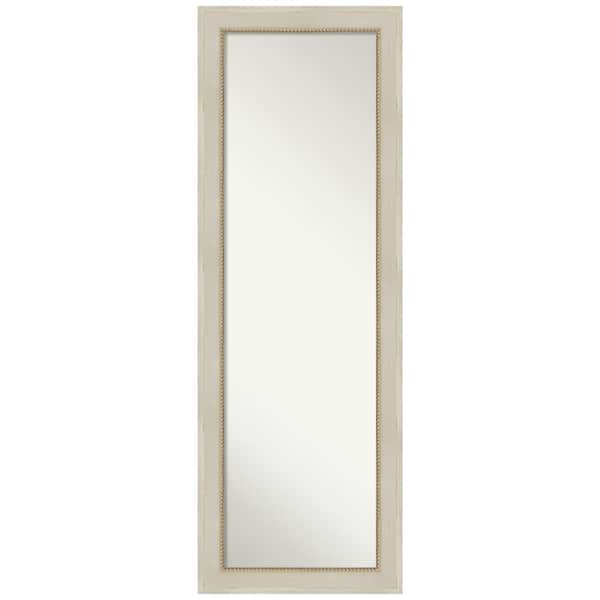 Amanti Art Parthenon Cream 18.25 in. x 52.25 in. Modern Rectangle Full Length Framed On the Door Mirror