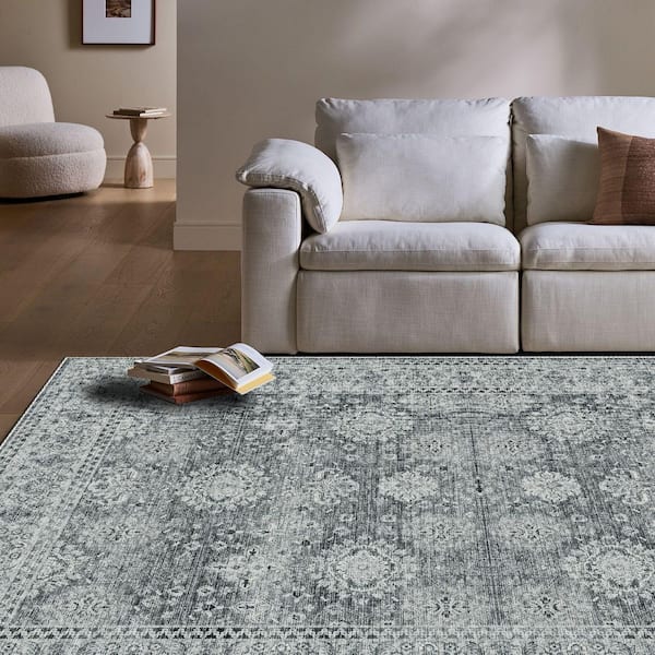Dover Fog Gray 5 ft. x 8 ft. Floral Classic Indoor Area Rug