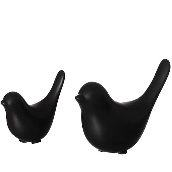 Uniquewise Set of 2 Black 5 in. x 3 in. Bird Ceramic Sculptures. 2 in. high