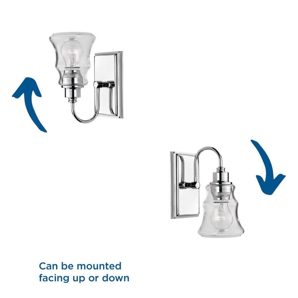 Polished Chrome Outdoor Wall Sconce with Clear Glass Shade