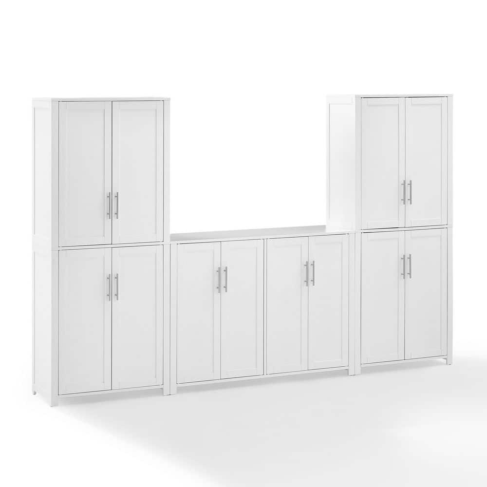 CROSLEY FURNITURE Savannah White MDF 104 in. Sideboard and Pantry