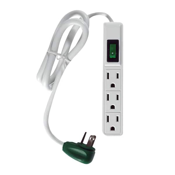 GoGreen Power 3 Outlet Power Strip Surge Protector with 2.5 ft. Heavy Duty Cord