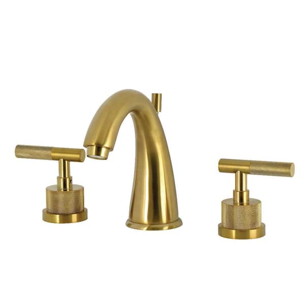 Convergent Deck Mounted 2-Handle 8 in. Widespread Bathroom Sink Faucet with Pop-Up Drain in Brushed Brass