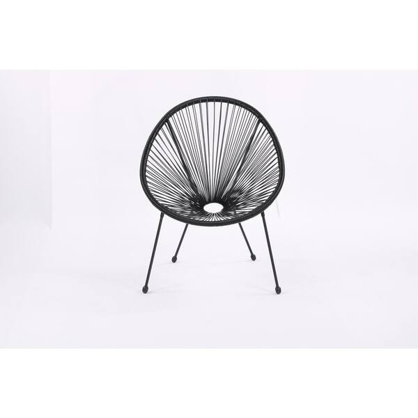 All Weather Black 3-Piece Sling Patio Conversation Set with