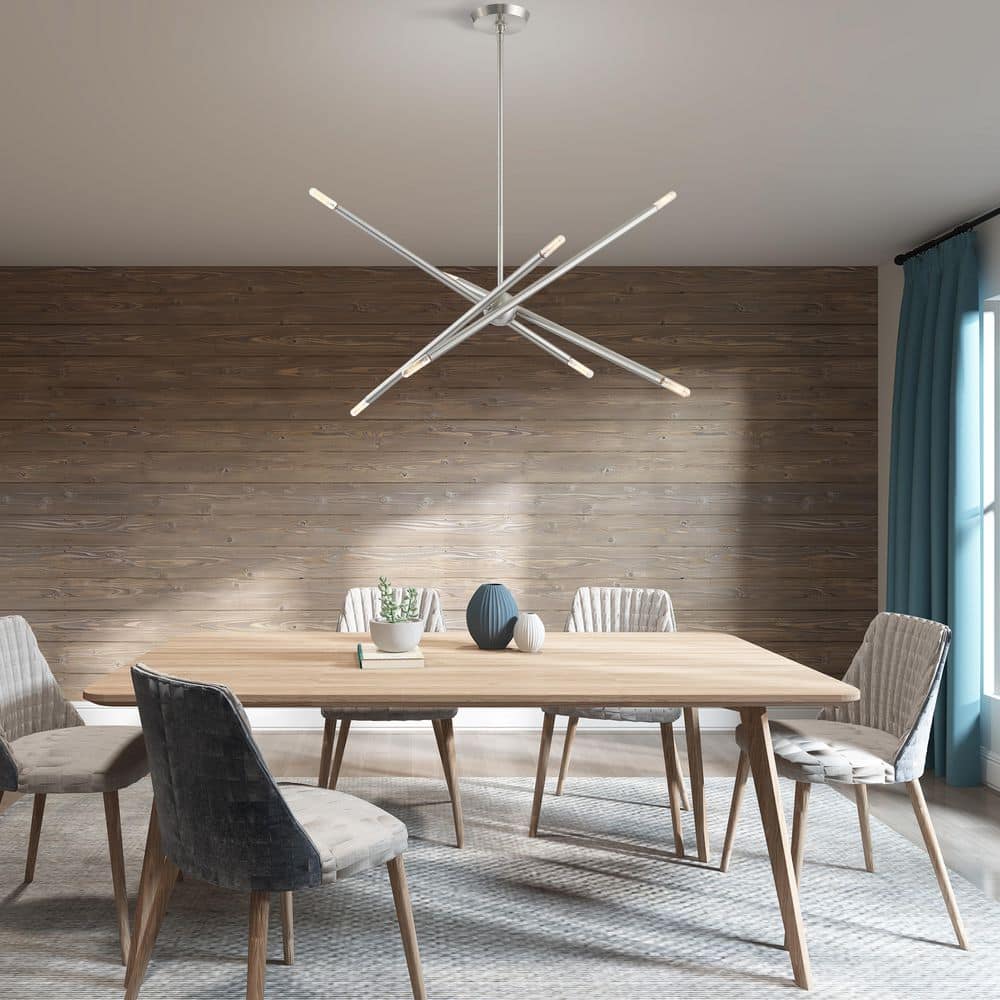 Soho Asymmetrical 8-Light Brushed Nickel Sputnik Chandelier