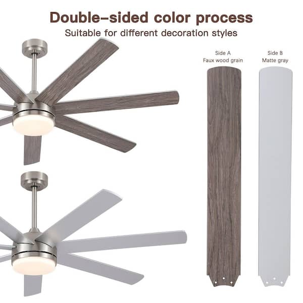 Paname 62 in. Indoor Brushed Nickel Farmhouse Smart Ceiling Fan with Integrated LED and Remote Control by Tuya App