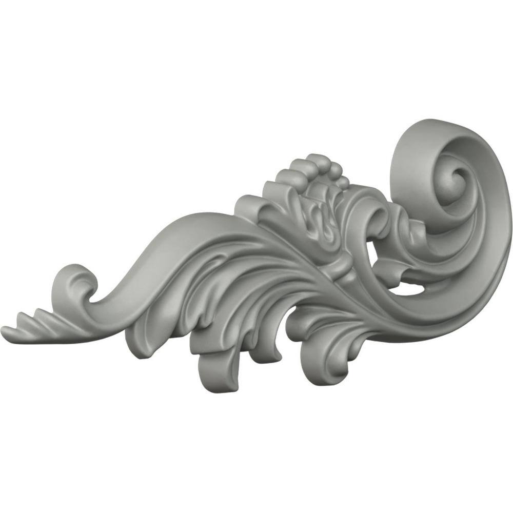 White Primed Polyurethane Scroll Onlay, Left 11 7/8"W x 4 7/8"H