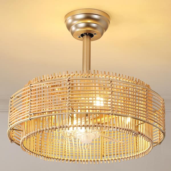 19 in. Indoor Gold Ceiling Fan with Light and Remote Control 6-Speed Reversible Motor