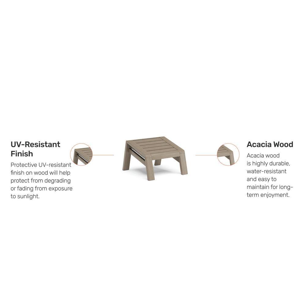 Sustain Gray Acacia Wood Outdoor Ottoman