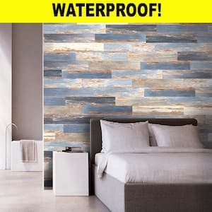Take Home Sample - HydroStop Old Blue Sea Floor and Wall DIY Rigid Core SPC Click Floating Vinyl Plank - 7 in. x 6 in.