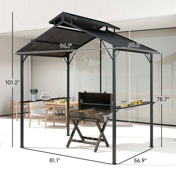 Outsunny 8 ft. x 5 ft. Hardtop Grill Gazebo, Outdoor BBQ Outsunny 8 ft. x 5 ft. Hardtop Grill Gazebo, Outdoor BBQ