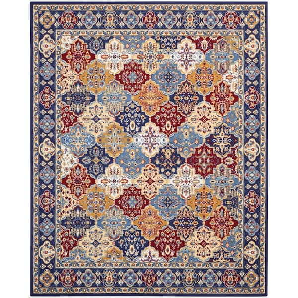 Grafix Multicolor 9 ft. x 12 ft. Persian Medallion Traditional Area Rug