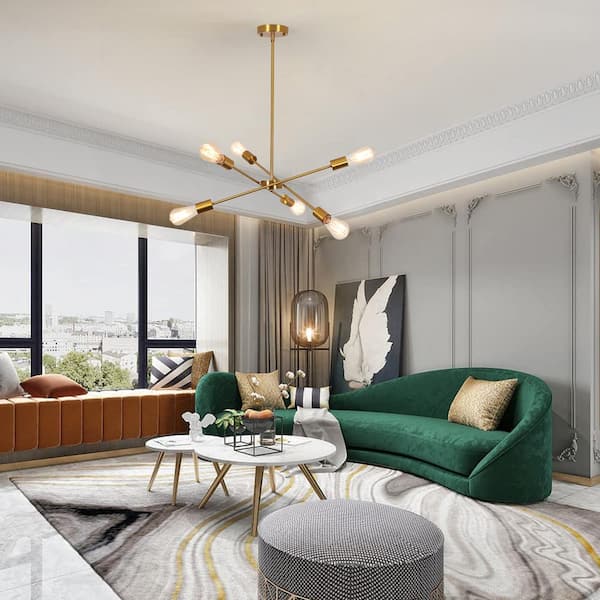 LWYTJO Kulli 6-Light Gold Modern Sputnik Sphere Chandelier for