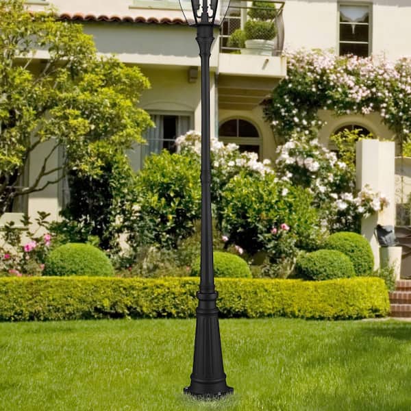 AVIANCE LIGHTING Crown Terrace 74 in. Textured Black Surface Mount Outdoor Lamp Post