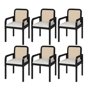 Gilbert Black Modern Ratten Dining Chair with Removable Cushion (Set of 6)