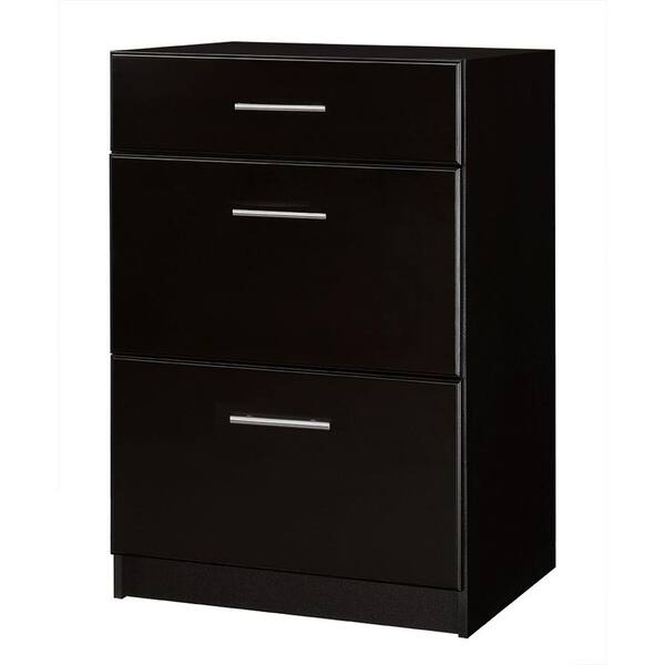 Hampton Bay Select 18.62 in. D x 23.98 in. W x 35.98 in. H 3-Drawer Base Unit Wood Freestanding Cabinet in Espresso