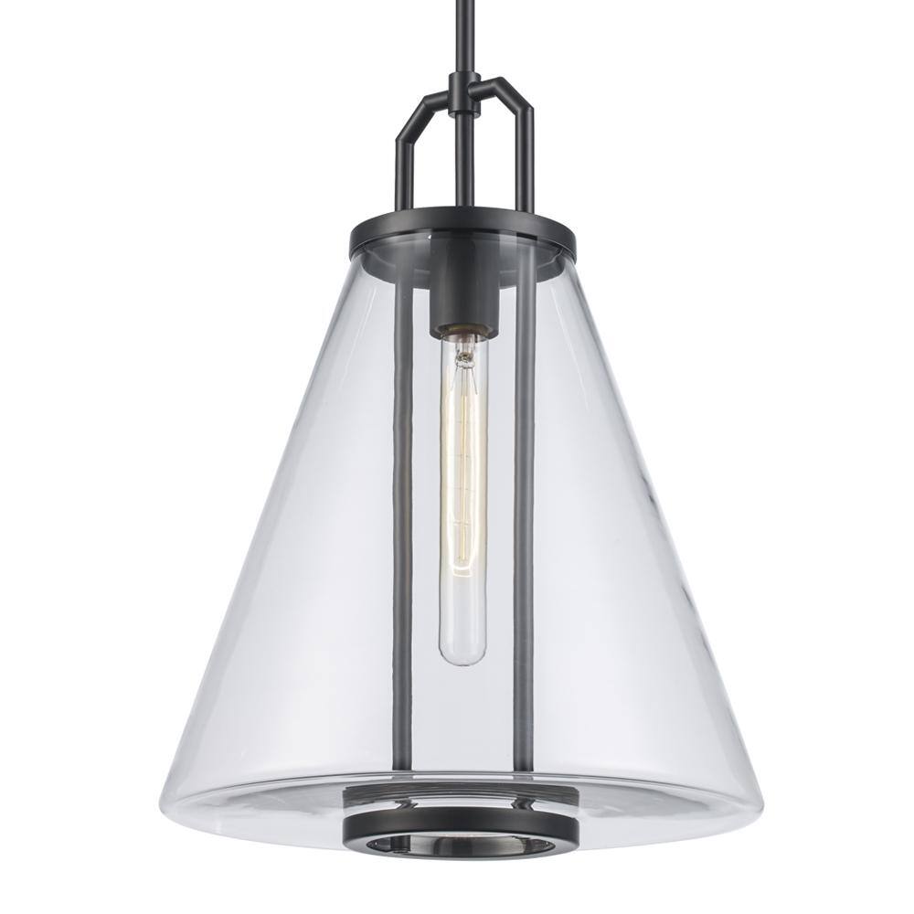 Black Modern Tapered Glass Pendant Light