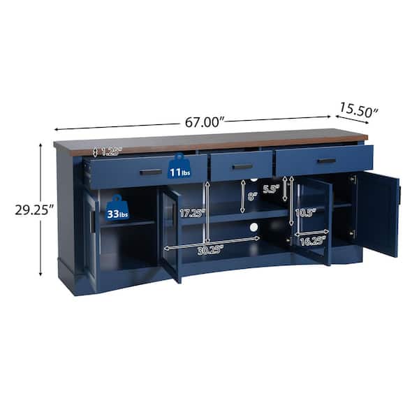 CHRISTOPHER KNIGHT HOME Quincy Modern Blue TV Stand Entertainment