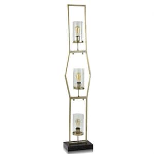 Laslo 65 in. 2-Toned Steel/Clear Floor Lamp with Glass Shade