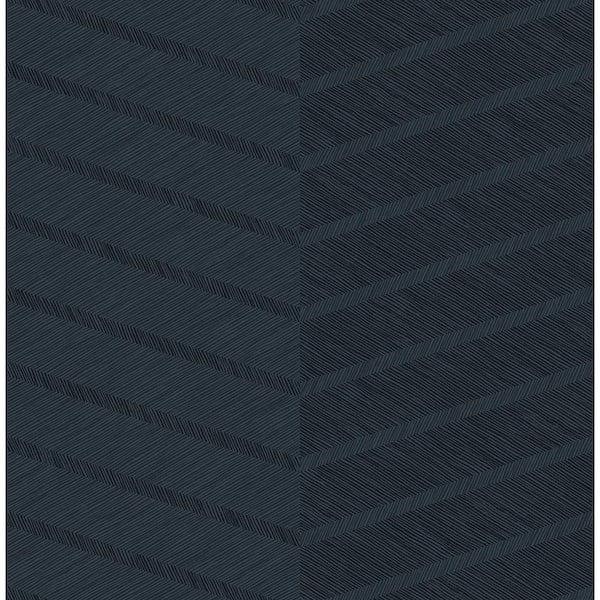 SCOTT LIVING Aspen Indigo Chevron Indigo Paper Strippable Roll (Covers 56.4 sq. ft.)
