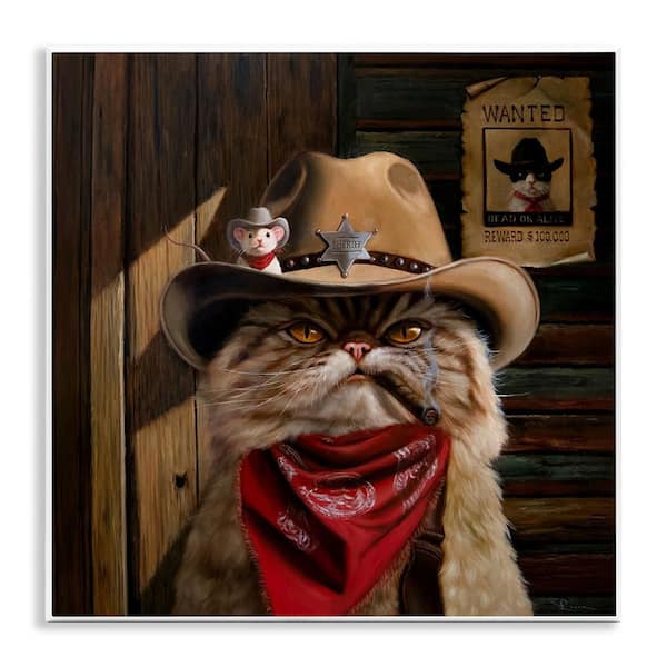 Deputy Purrkins Cat Sheriff by Lucia Heffernan Unframed Animal Graphic Art Print 12 in. x 12 in.