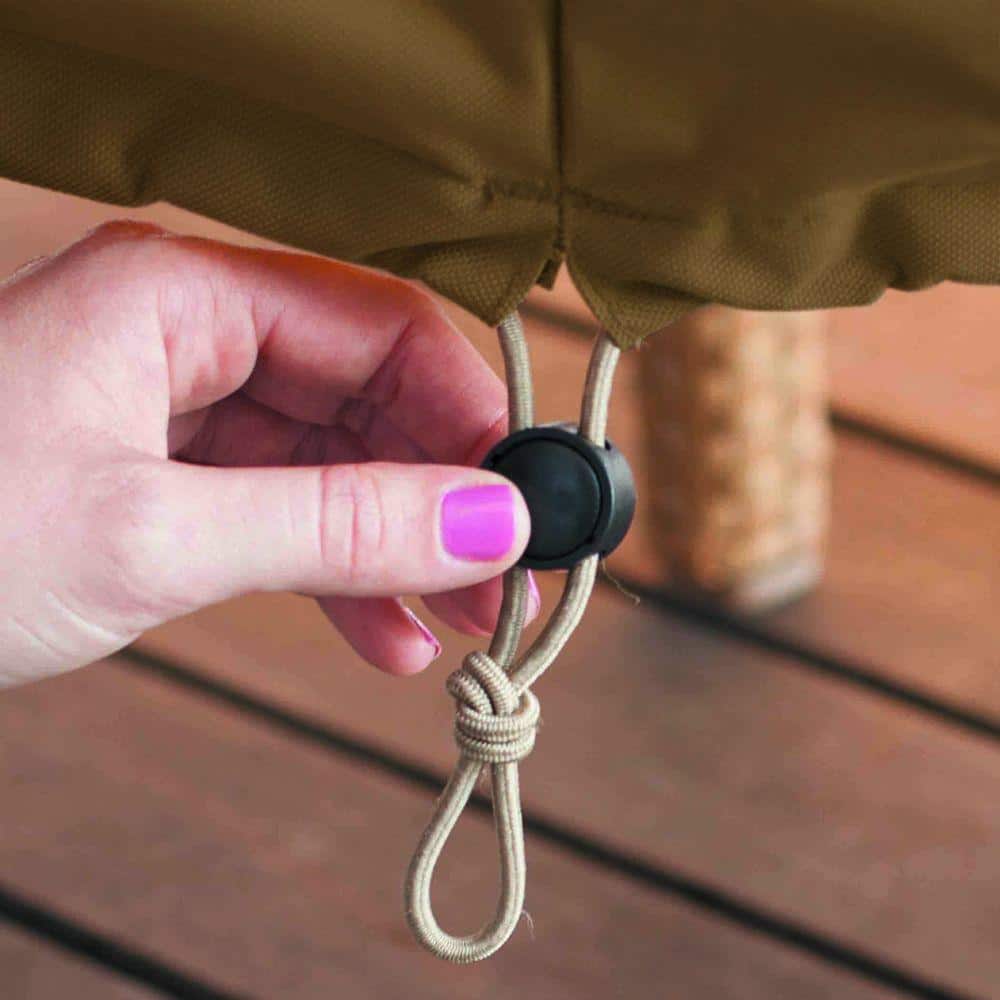 Tan and Brown Water-Resistant Patio Furniture Cover with Umbrella Hole
