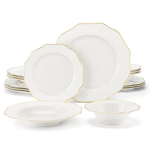 MALACASA Blance 16-Piece Bowls & Plates Set Porcelain