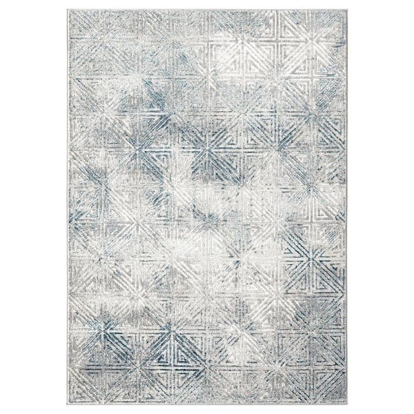 LUXE WEAVERS Florance Collection Modern Moroccan Geometric Blue 8x10 Polypropylene Area Rug