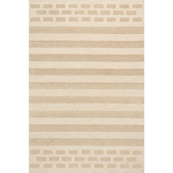 Carmeon Hamilton x Rugs Hazel Bohemian Striped Wool Ivory 8 ft. x 10 ft. Indoor Area Rug