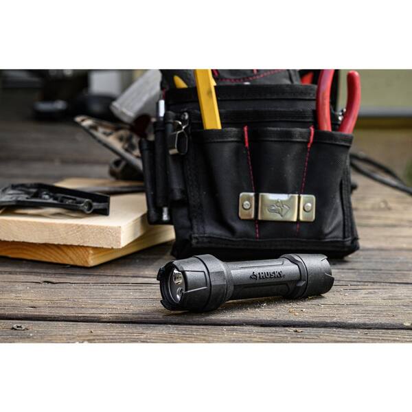 Husky - 500 Lumens Tough Stainless Steel Core Multi-Setting LED Flashlight, Impact and Water Resistant with Batteries
