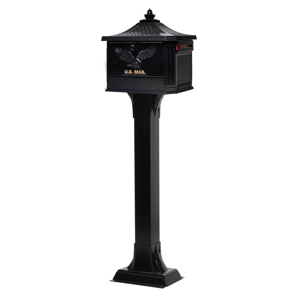 Adjustable Black Aluminum and Steel Mailbox Post