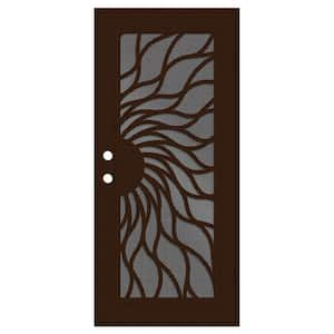 Sunfire 30 in. x 80 in. Left Hand/Outswing Copper Aluminum Security Door with Black Perforated Metal Screen