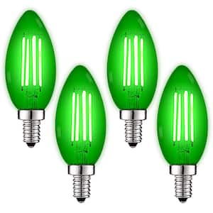 40-Watt Equivalent LED Green Light Bulb, 4.5-Watt, Colored Glass Candelabra Bulb, UL Listed, E12 Base (4-Pack)