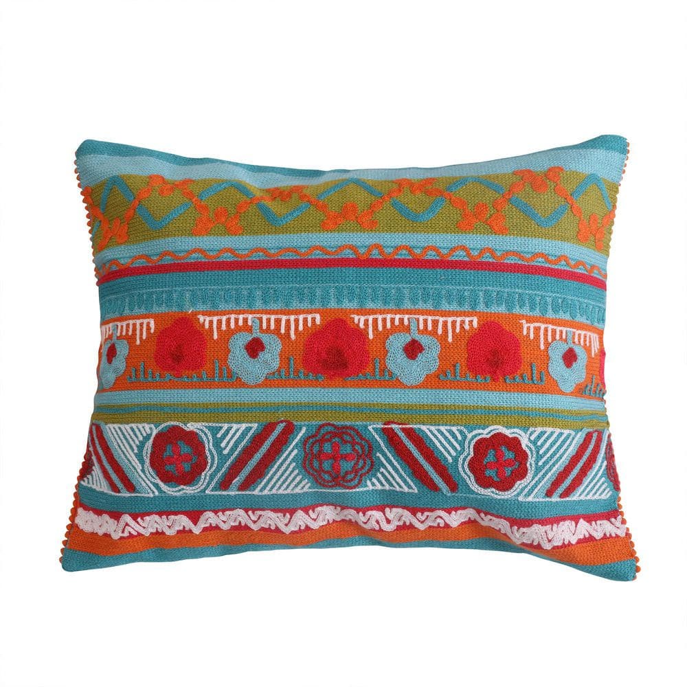 LEVTEX HOME Mirage Multicolor Bohemian Style Crewel Stitch With Side ...