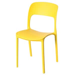 Modern Plastic Outdoor Dining Chair with Open Curved Back in Yellow