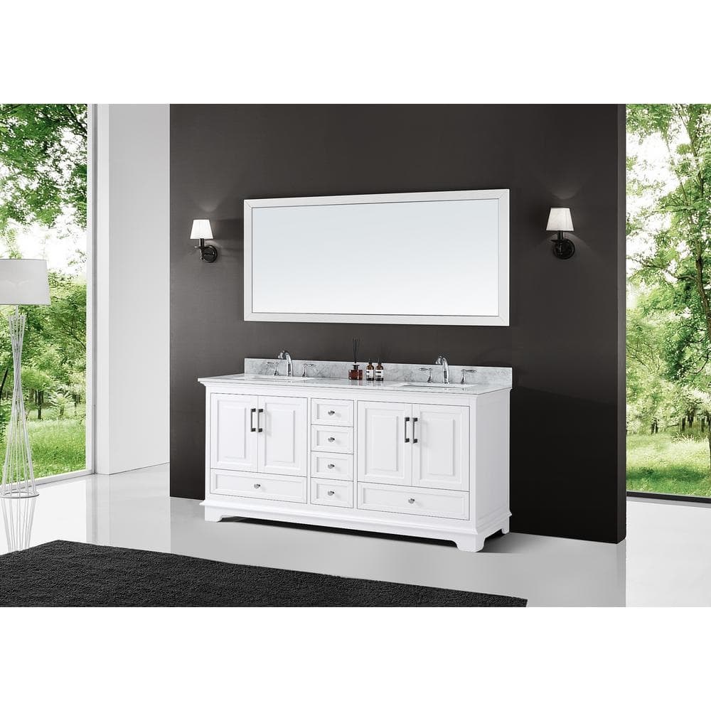 72" Double Freestanding Bathroom Vanity with Inset Paneling