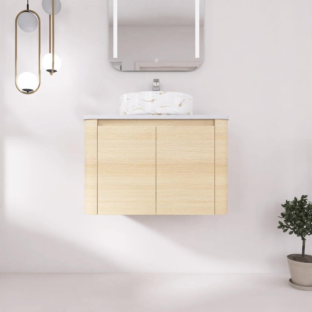 30 in. Single Floating American White Oak Bath Vanity with Ceramic Top Unassembled price history on PriceWatchPro