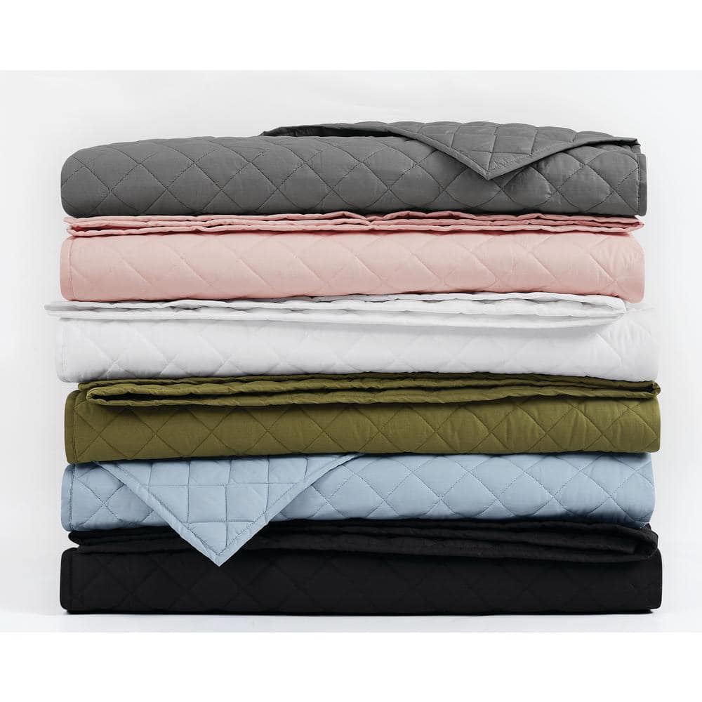 Olive Green Cotton Twin Quilt Set with Sham