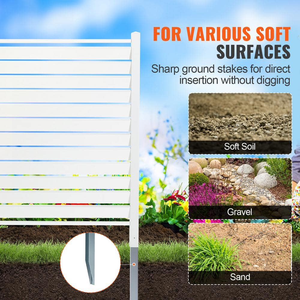 White 48" x 48" Vinyl Privacy Fence Panels with Galvanized Metal Stakes