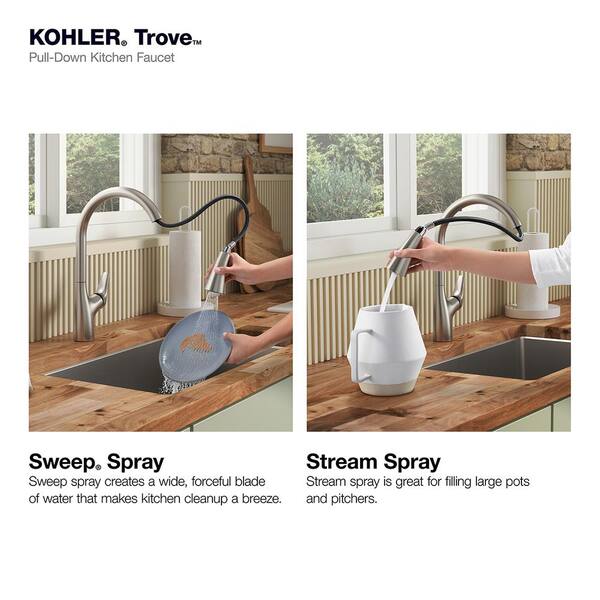 KOHLER Trove Single-Handle Pull Down Sprayer Kitchen Faucet in Vibrant Stainless