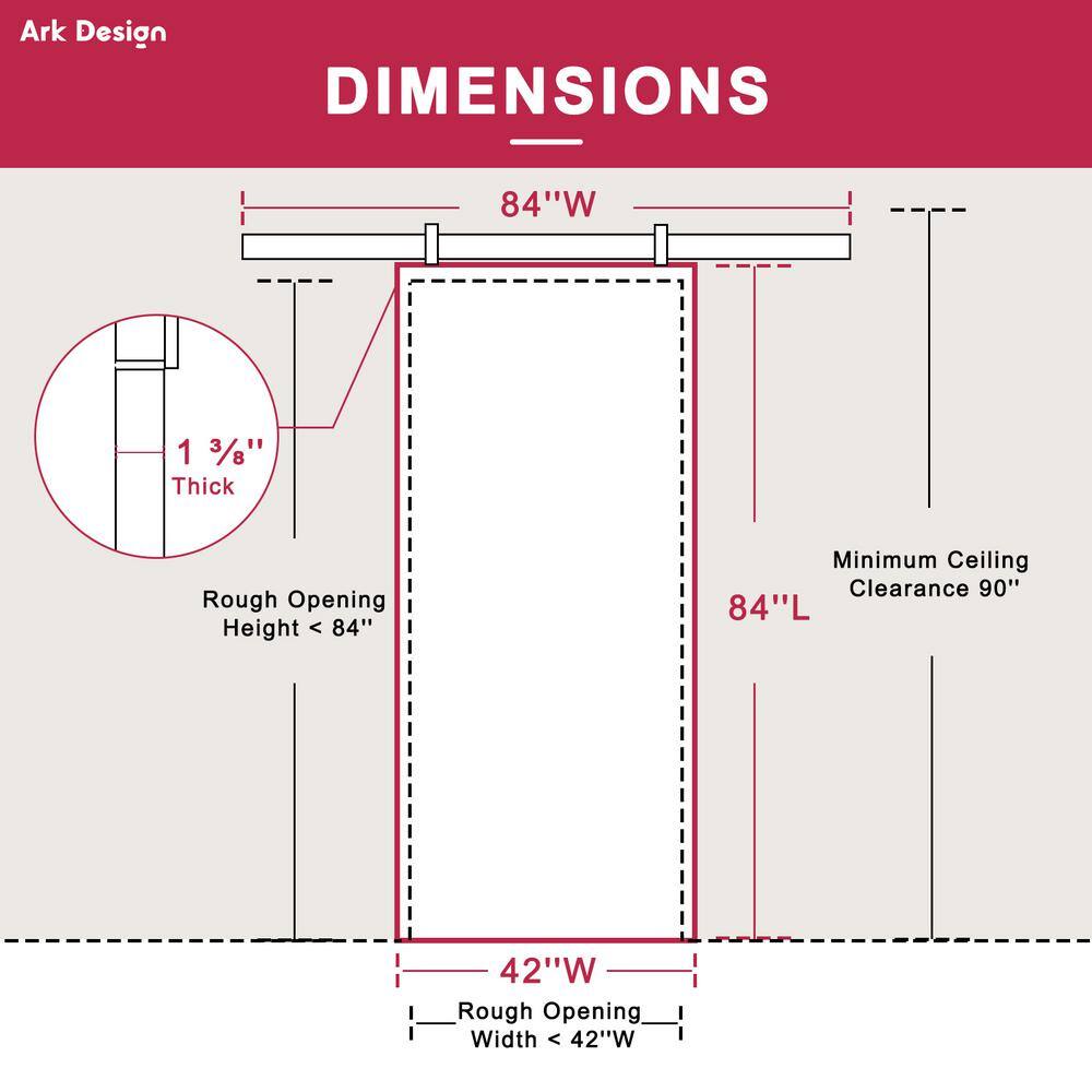 White 42" x 84" 3-Lite Mirrored MDF Barn Door